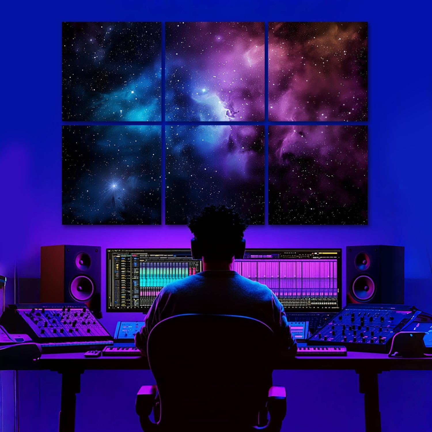 6 Pack Art Acoustic Panels colorful galaxy nebula clouds starlight Sound Absorbing Panel 48
