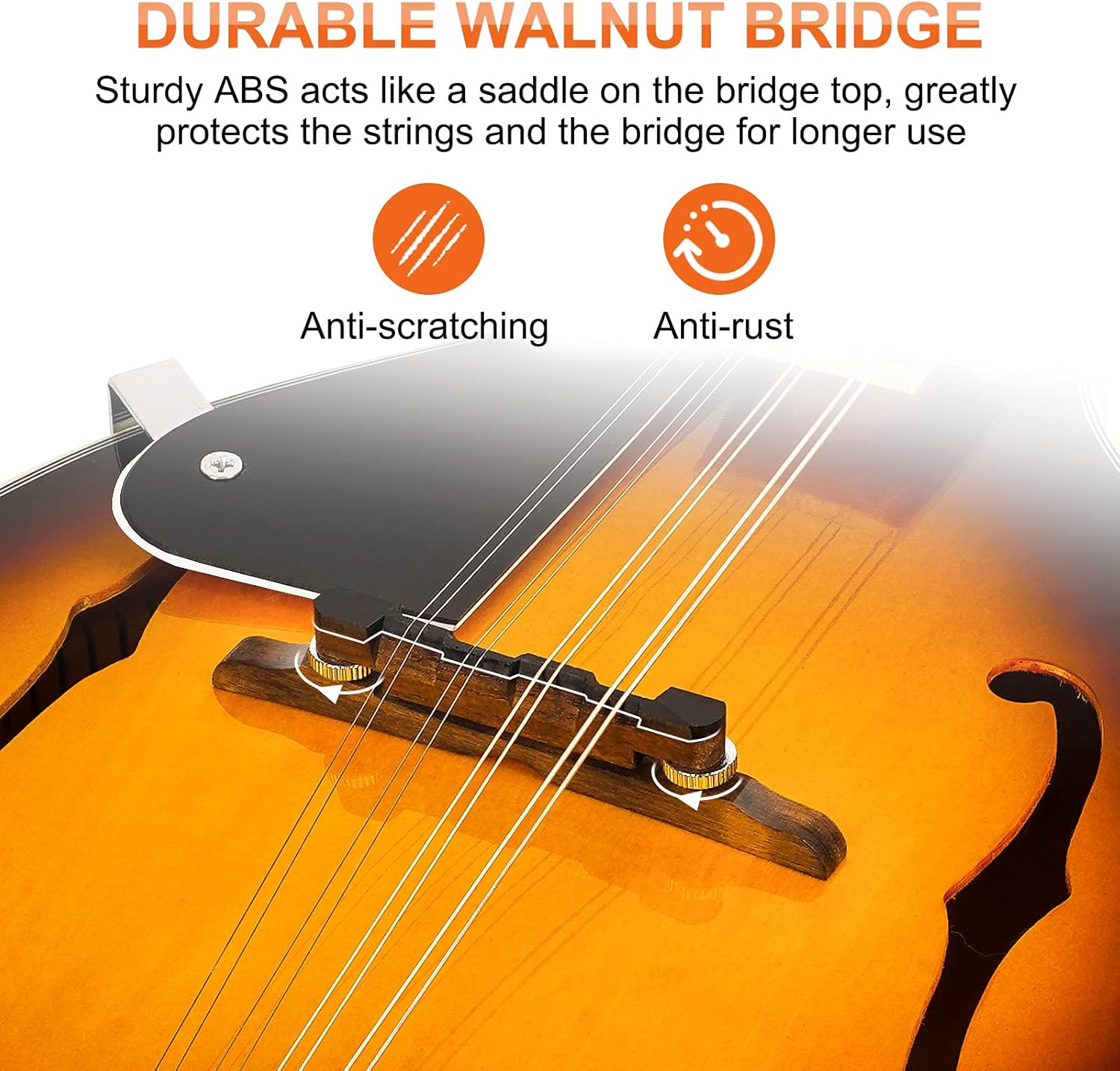 Vangoa LEFT-HANDED Mandolin Musical Instrument, Acoustic 8 String Mandolin A Style for Left Hand Beginners, Sunburst