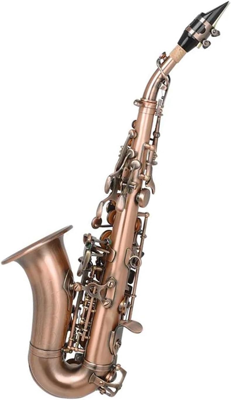 Beginner saxophone Antique Soprano Saxophone Bb Key Woodwind Instrument With Case Sax Stand Reed