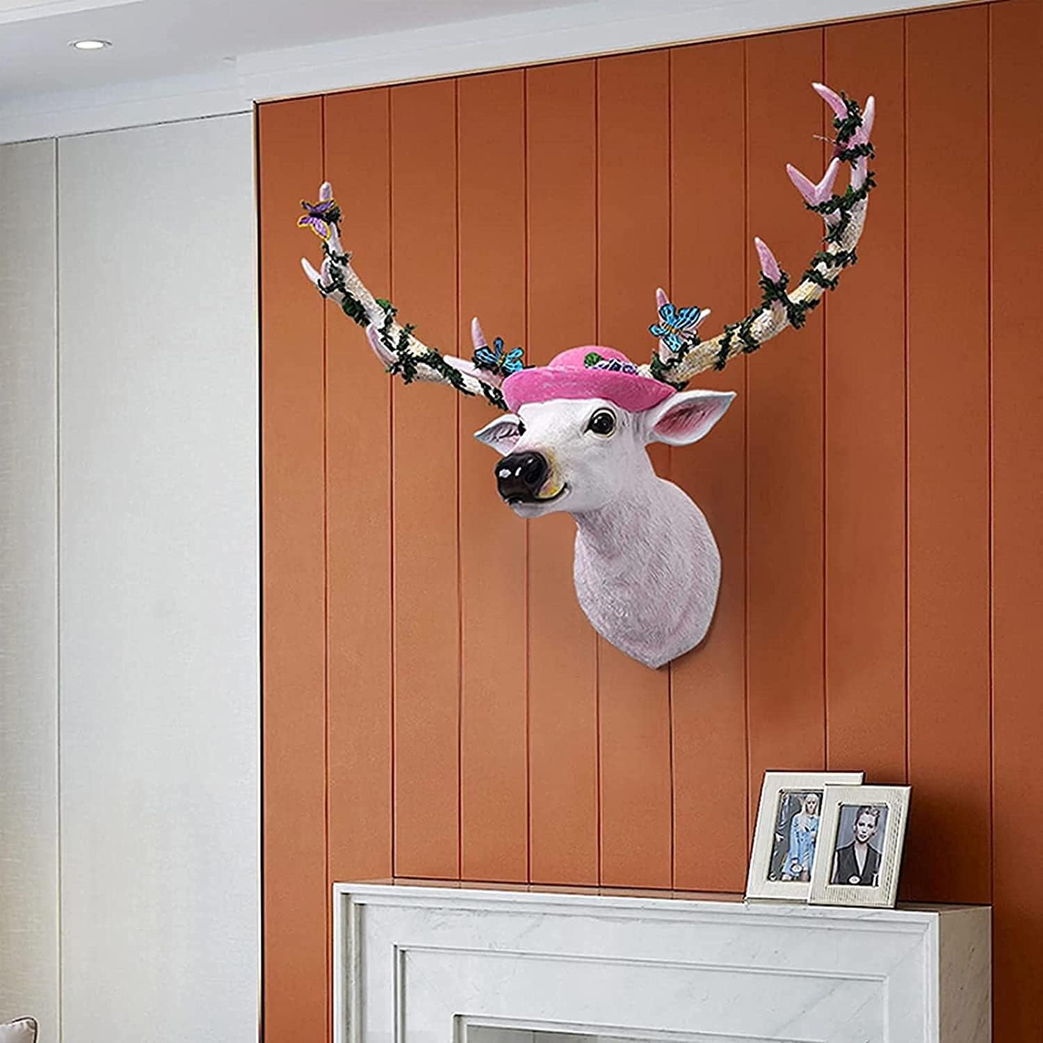 Lucky Deer Head Decorative Wall Mount,Wall Art, Deer Head Wall Decoration Handmade Farmhouse Decoration - Fake Animal Dog Deer Corner Gallery (Size : Big)