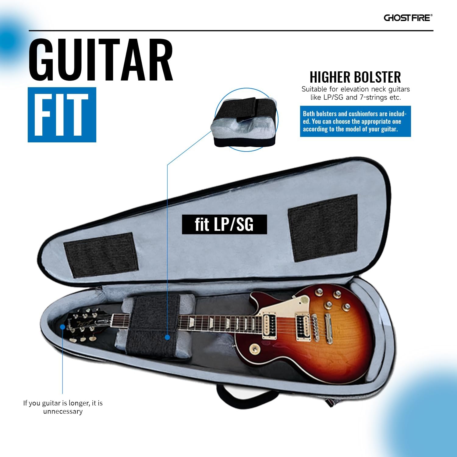 GHOSTFIRE high-end Electric Guitar Gig Bag Super thick fit ST/TL, LP/SG, Jazzmaster/Jaguar Style Soft Padded Backpack Electric Guitar Case An Expansion Package Is Attached (Electric guitar-grey)