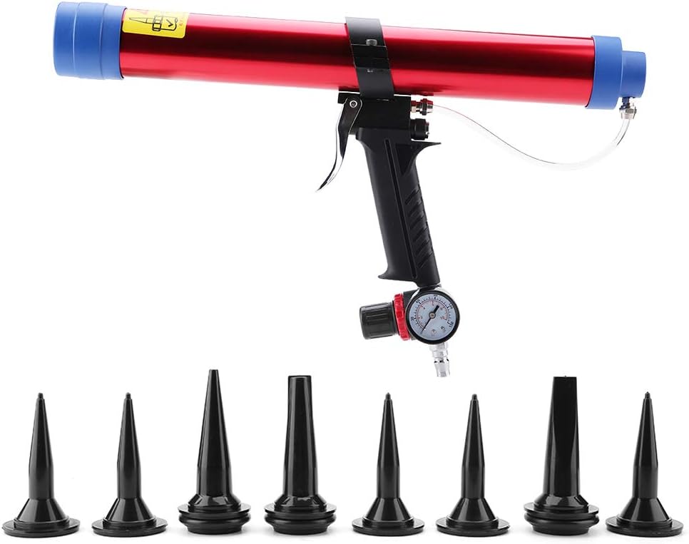 Pneumatic Glass Glue Sealant Caulking Gun, Aluminum Alloy 300~600ml Caulking Gun, Used for Building Decoration, Solar Energy, Electronic Appliances, Automotive Parts