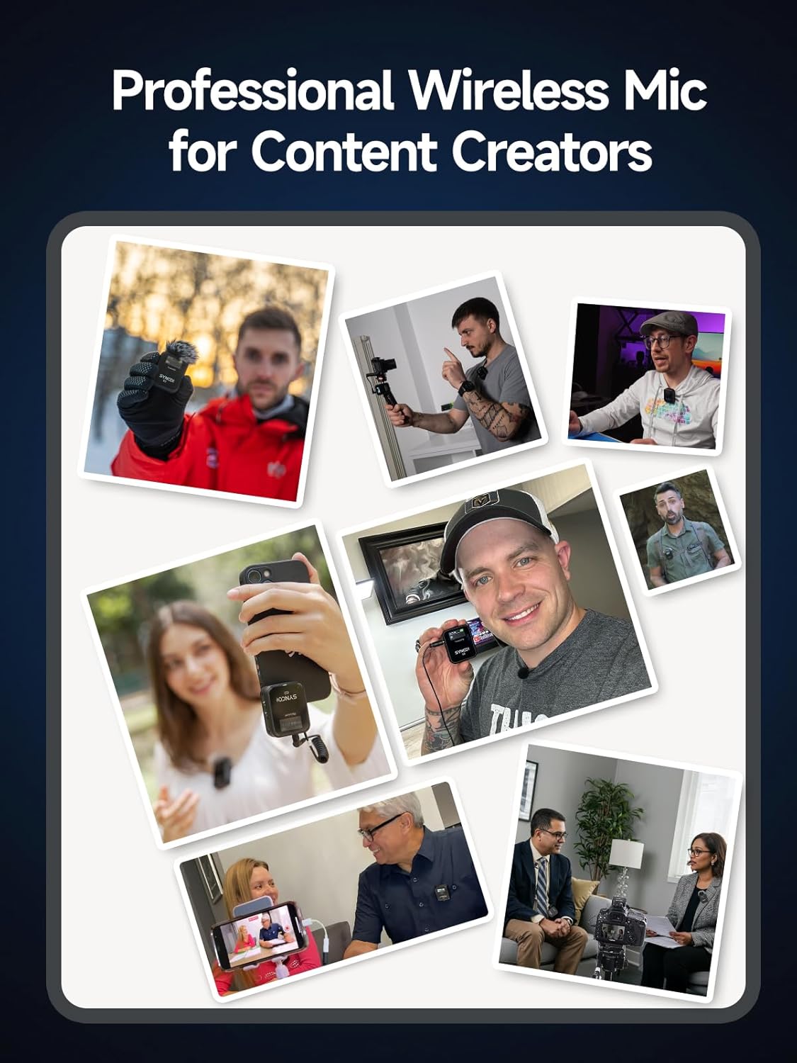 SYNCO Wireless Lavalier Microphone, G2(A2) 2.4G Dual Transmitter 48KHz 24Bit Lapel Mic 656FT 8H for Online Class Vlog Stream YouTube for Camera Smartphone Tablet