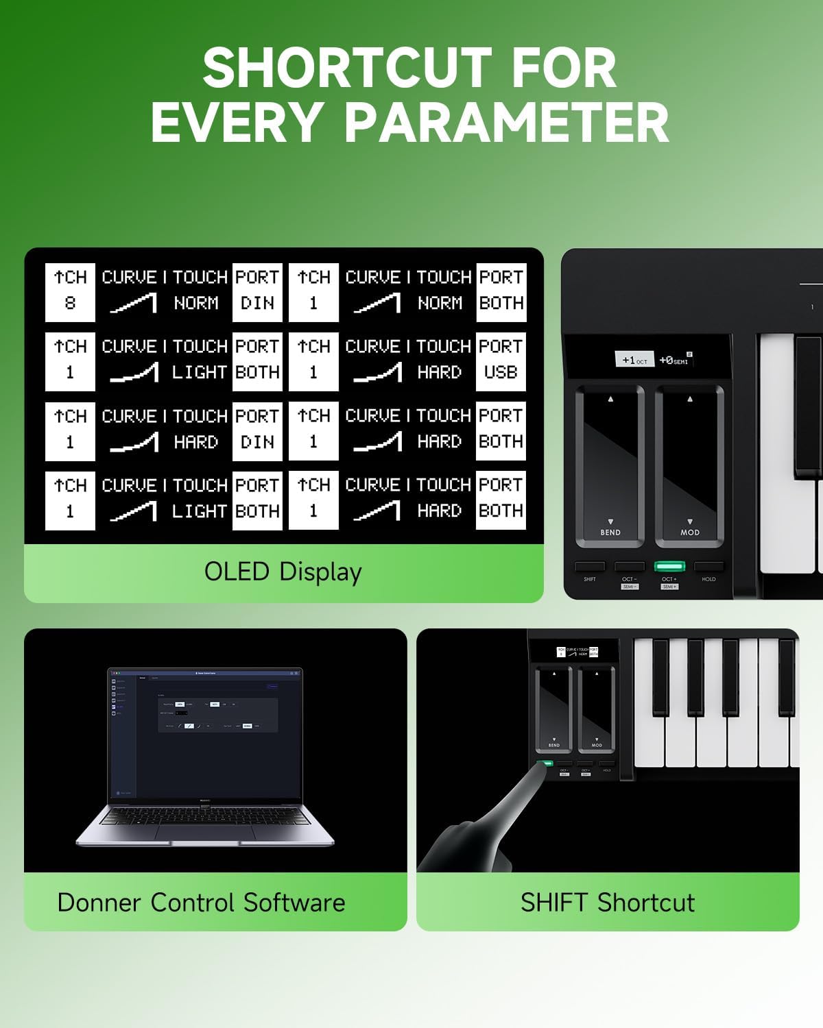 Donner KB-32M Portable MIDI Keyboard Controller – 32 Keys, with Magnetic Snap2Connect (S2C), OLED Display, USB/MIDI & DAW Software