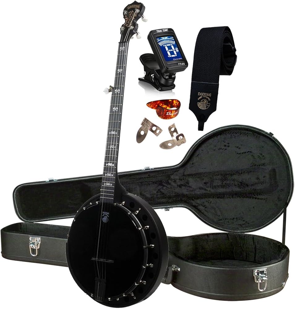 Deering Goodtime BLACKGRASS 5-String Bluegrass Banjo with Hard Case - All-Black Resonator, Neck and Hardware - Midnight