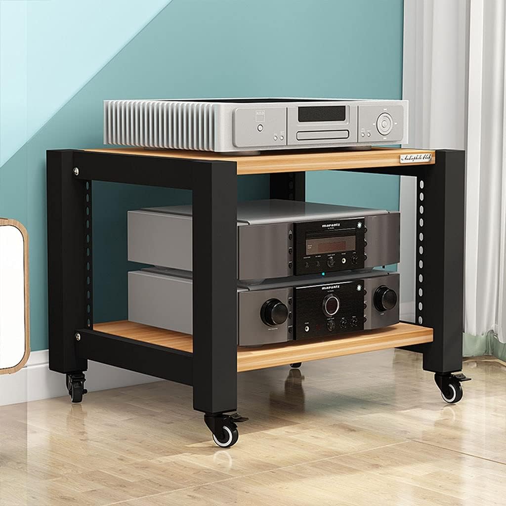 Audio Rack Audio Bracket Roller TV Bracket Media Components Multi-Layer Audio Bracket Speaker Cabinet 2/3/4 Layer (Light Walnut Wood) Media Cabinet (Size : S3)