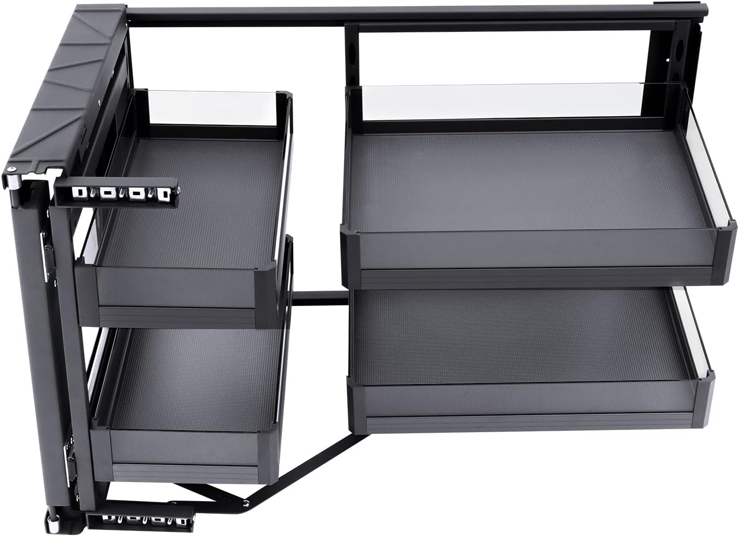 Blind Cabinet, Wall-Mounted Type Blind, Pull Out Organizer, 2-Tier with 4-Shelf, Height Adjustable, for Kitchen, Corner Cabinet Storage