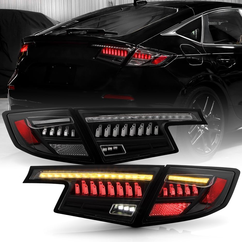 KEEKPO - For 2022-2025 Honda Civic Hatchback Sequential Signal LED Tail Lights w/Greeting Animation Lamps Left+Right