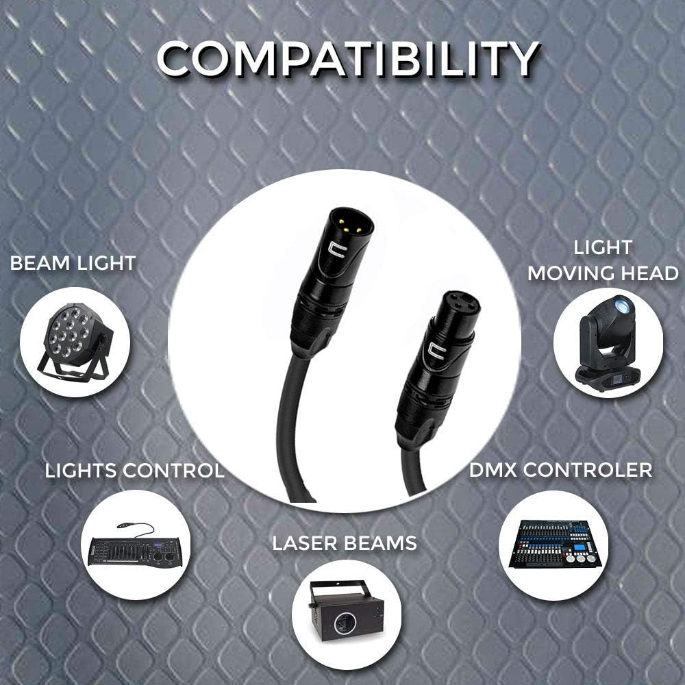 DMX Patch Cable 3-Pin XLR Male to Female - 200 Feet Green - 120 ohm DMX512 Data Cord For Stage Lights and Lighting Controls