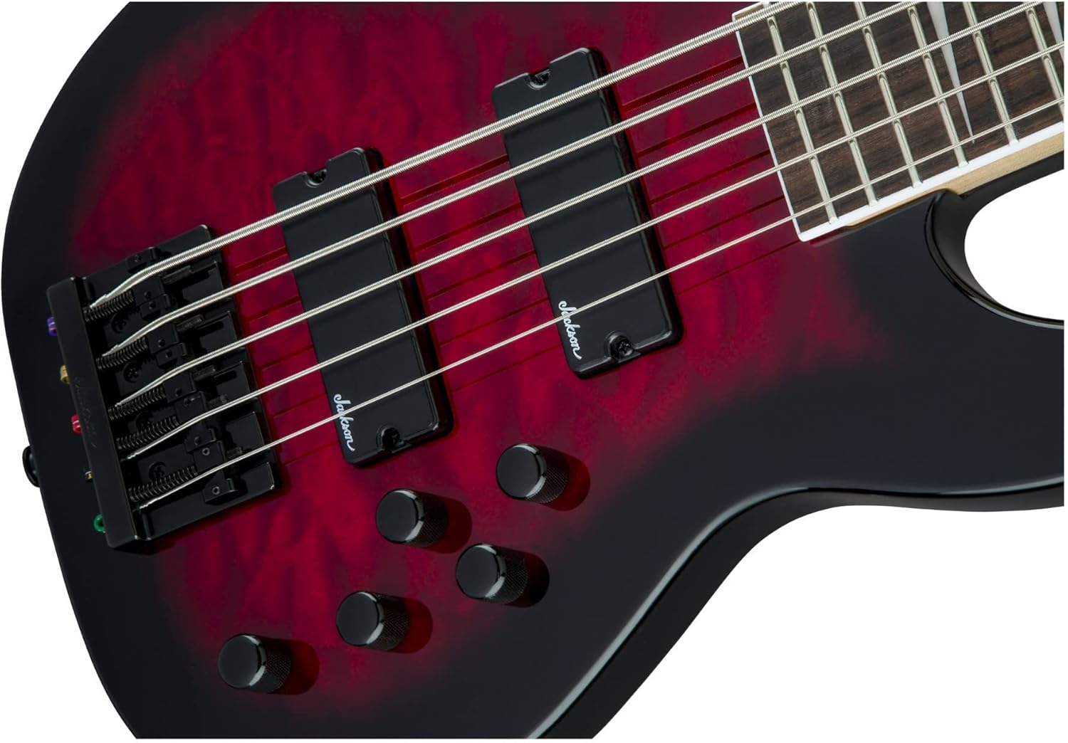 Jackson JS Series 5-String Concert Bass JS3VQ, Transparent Red Burst, Amaranth Fingerboard