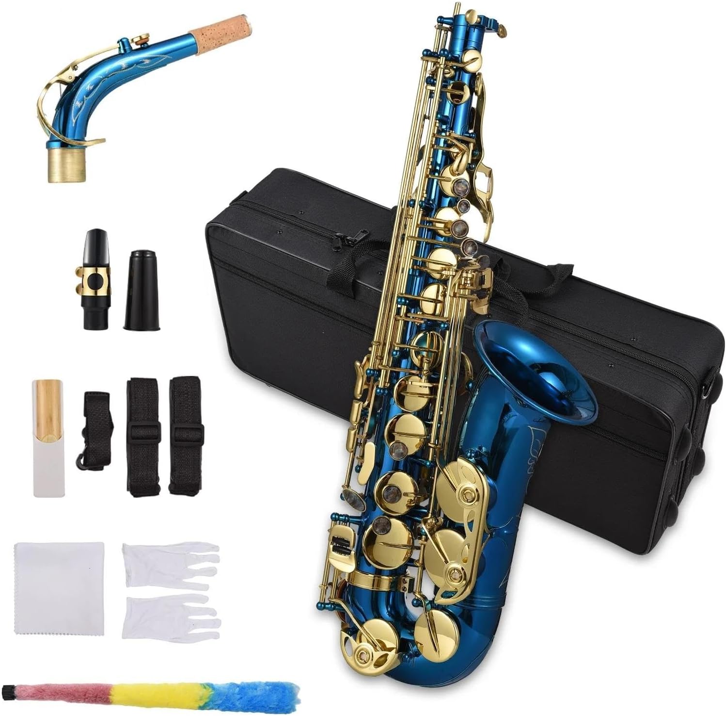 VBDEFRT Woodwind Instruments Brass Engraved Eb E-Flat Alto Saxophone Buttons With Case Gloves Cloth Belt Brush