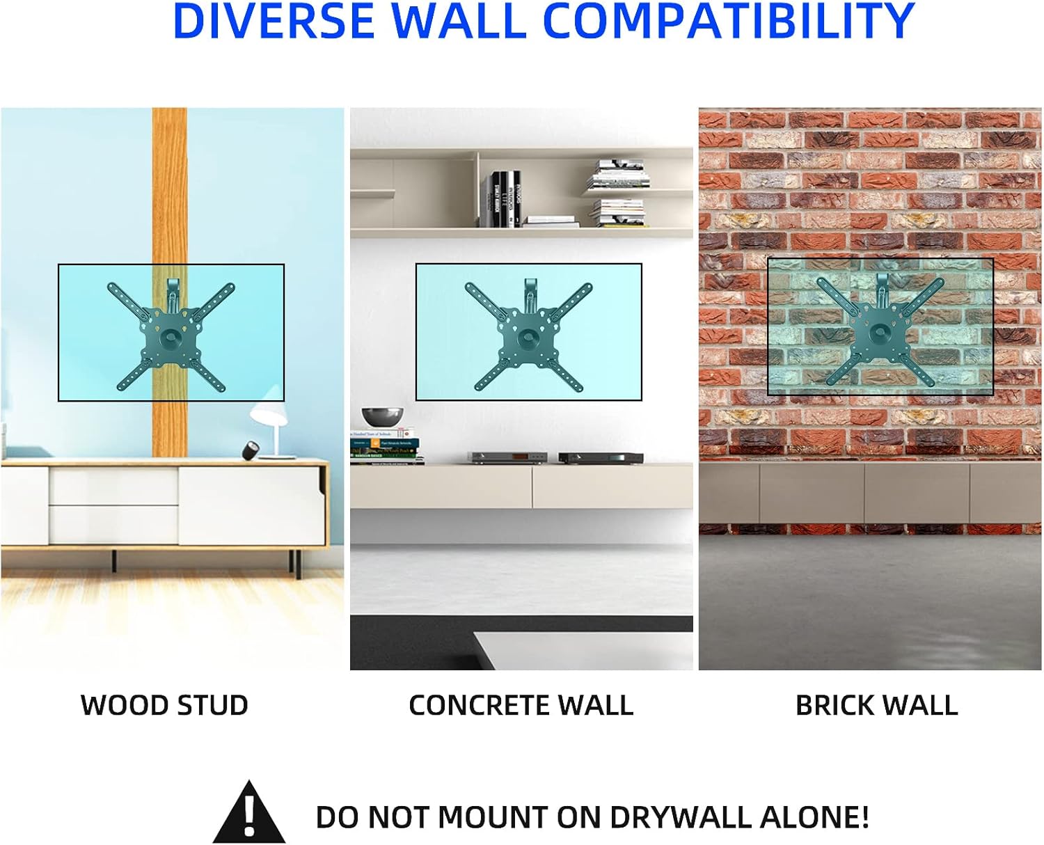 Vertical and Horizontal TV Wall Mount Swivel Tilt Rotate Arm Fits Most 32 42 43 50 inch Flat Curved Screen, Full Motion 90 Degree Bracket, Max VESA 400x400mm Up to 44lbs DY3255