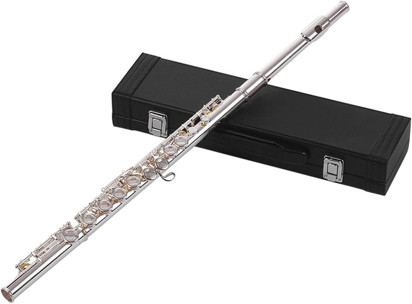 Flute Musical Instrument Woodwind Instrument 16 Holes Closed Hole Flute C Key Concert Flutes Cupronickel Silver Plated with Cleaning Cloth Starter Flute
