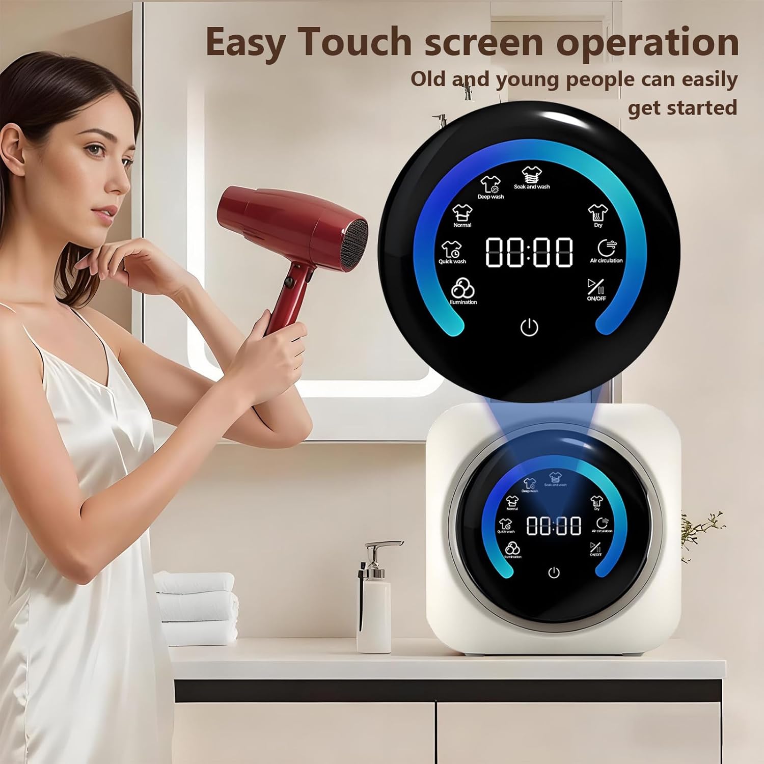 BANGBANGJI 2 in 1 Mini Portable Washer and Dryer Combo, 3.5L Wall Mounted Fully Automatic Front Drum Washing Machine, Front Drum Type for Small Clothes, Underwear, and Socks Desktop