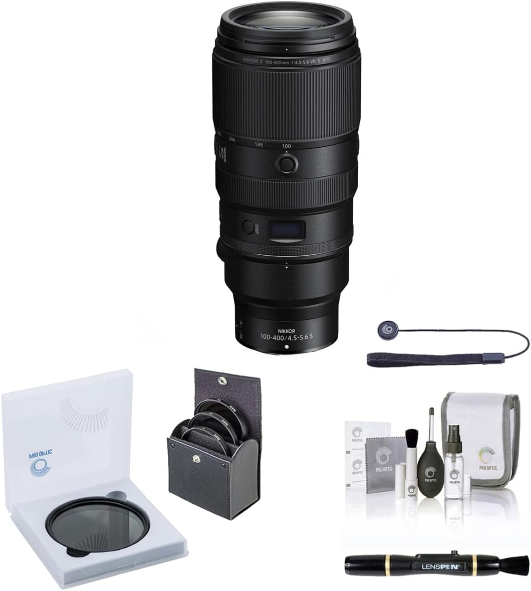 Nikon NIKKOR Z 100-400mm f/4.5-5.6 VR S Lens, Bundle with ProOptic 77mm Filter Kit, Lens Cleaner, Cleaning Kit, Universal Lens Cap Tether
