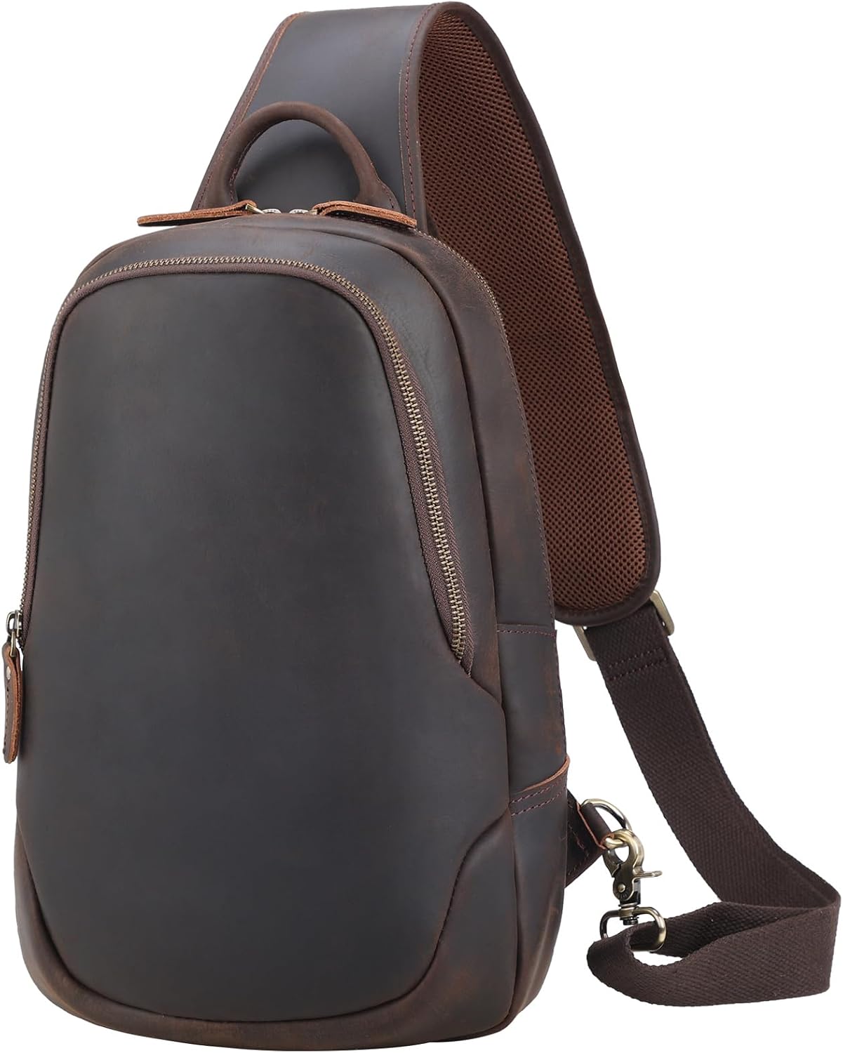 TIDING Men's Vintage Leather Crossbody Sling Bag Outdoor Travel Chest Bag Shoulder Daypack Fits 12.9