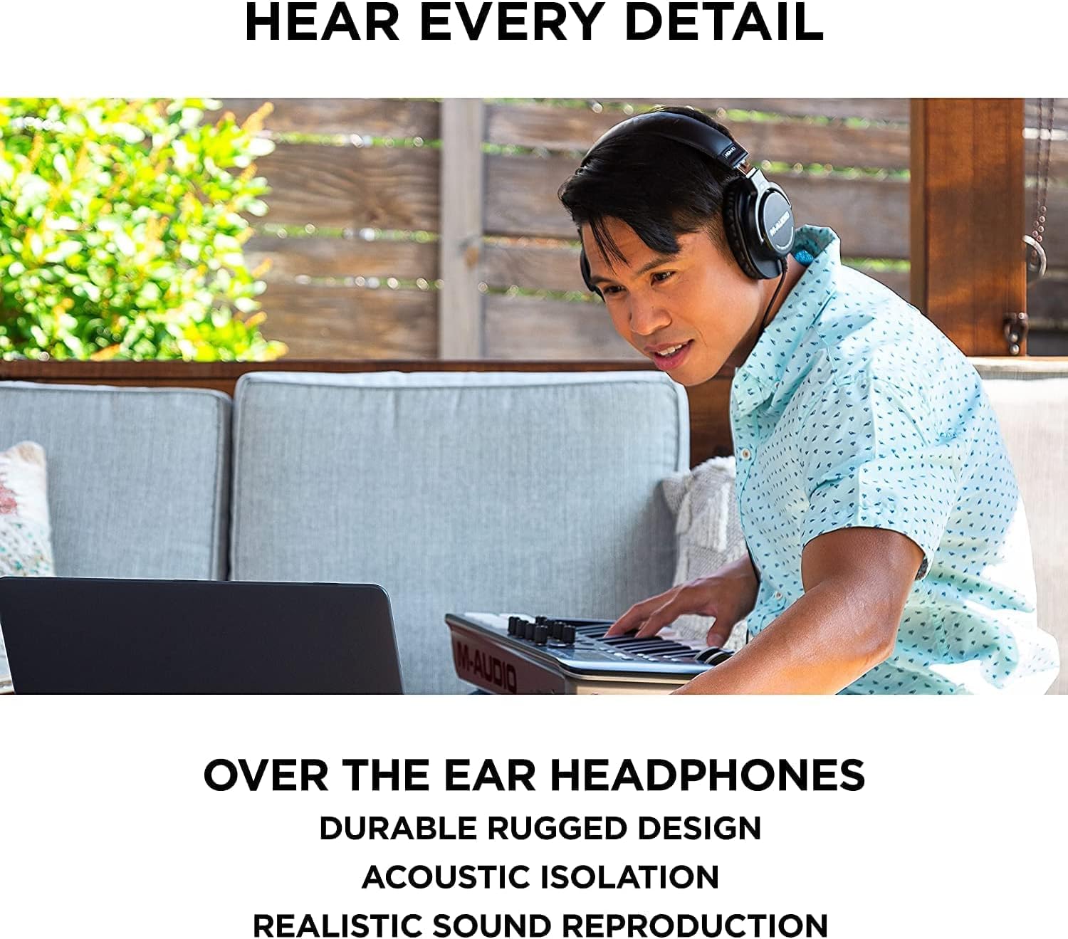 M-AUDIO Oxygen 61 MKV MIDI Controller Bundle with Headphones for Studio Recording, Music Production, Podcasting and Streaming