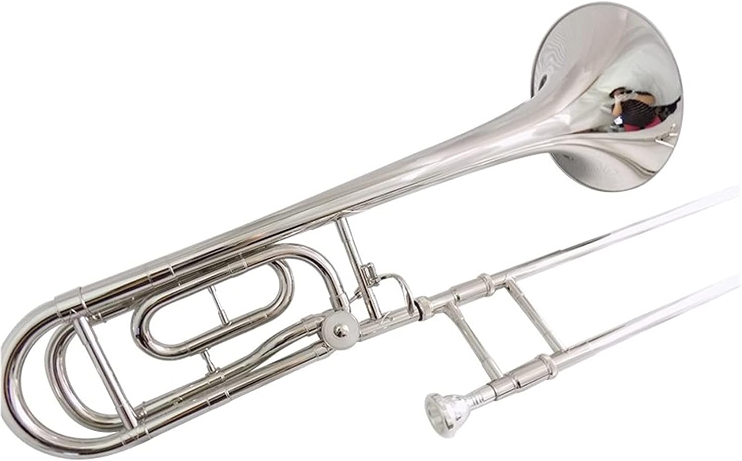 Student Trombone Bb/F Tenor Trombone with Shell and Mouthpiece Gold Brass Trombone Nickel-Plated Trombone Instrument Trombone Kit