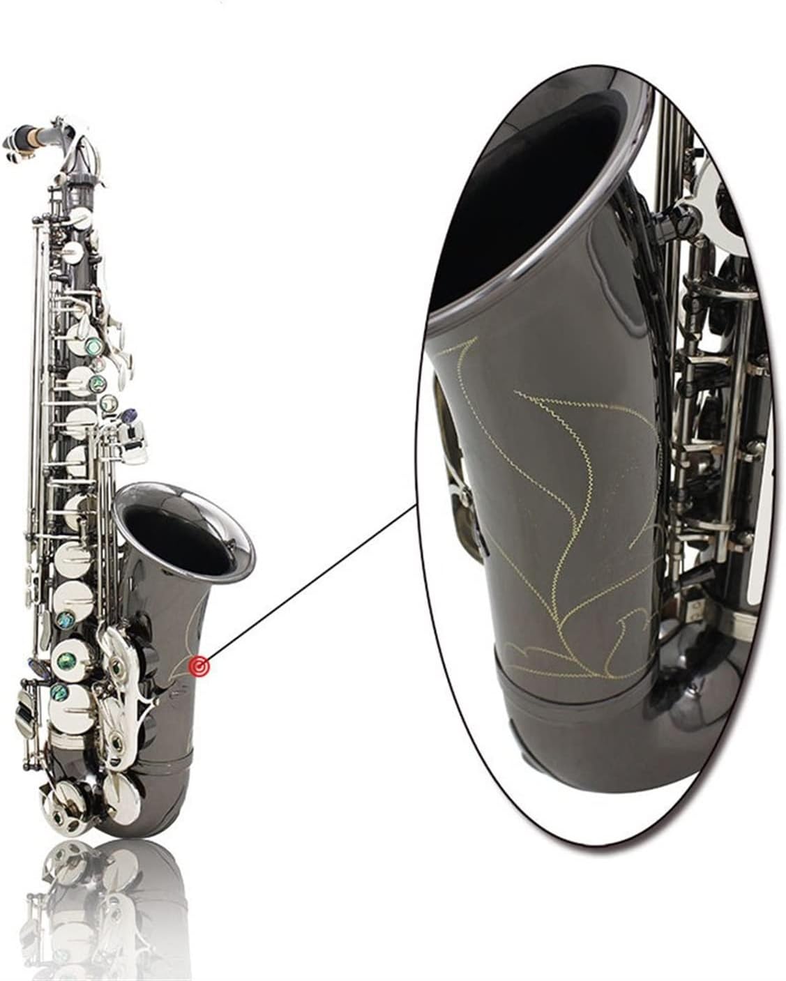 KESHUO Alto Saxophone Black Nickel-Plated Wind Instrument Brass Sax Beginners Kit