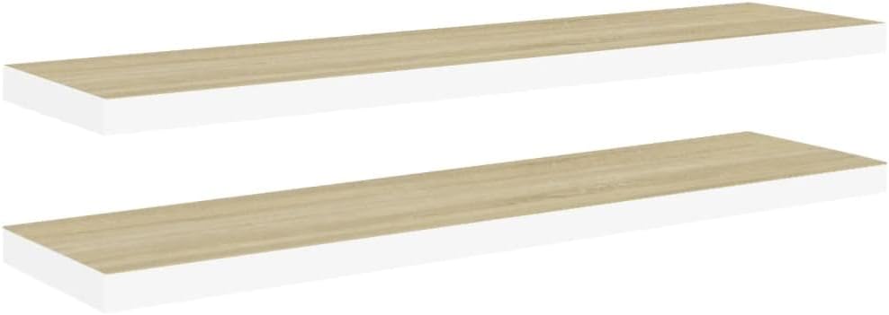 Floating Wall Shelves 2 pcs,Floating Wall Shelves,Floating Shelf Wall Shelves for Bedroom,Living Room, Office Oak and White 35.4
