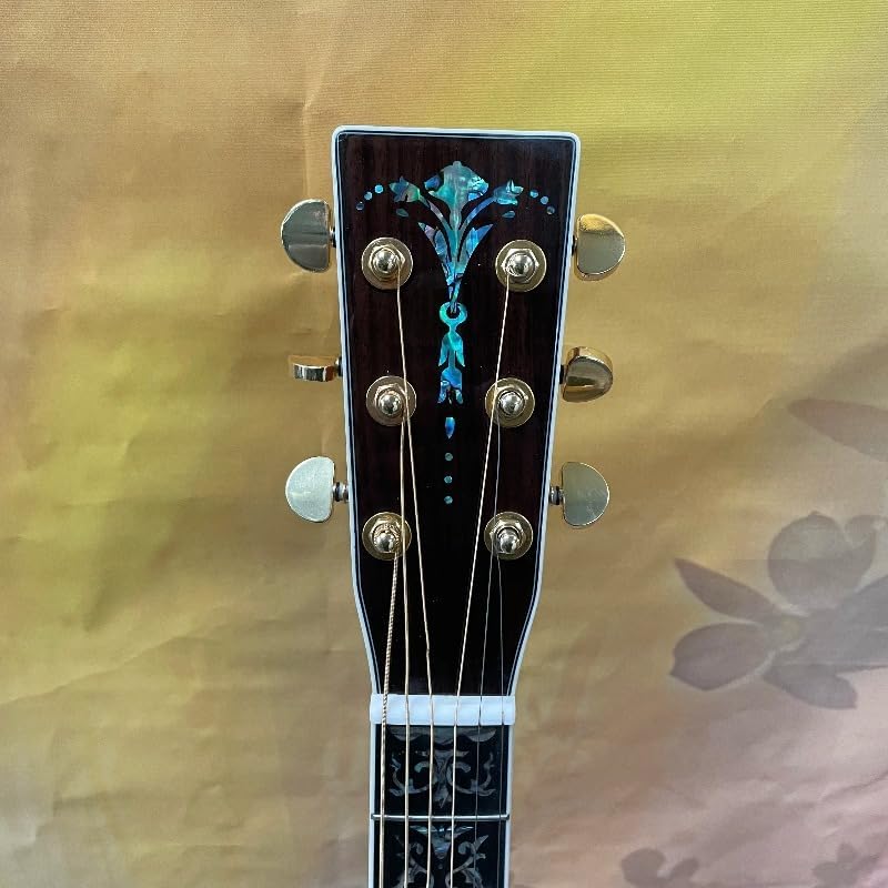 Acoustic Electric Guitar 6-String Full-Size Dreadnought with Ebony Fretboard & Flower Inlay – Custom Wood Body Acoustic-Electric Guitar for Stage, Recording & Home Practice