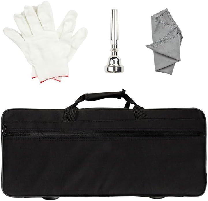 NOLLAM Bb Standard Trumpet Set Brass Musical Instruments with Carrying Case,Gloves, Cleaning Kit Nickel Plating Trumpe for Beginners or Advanced Students, Golden