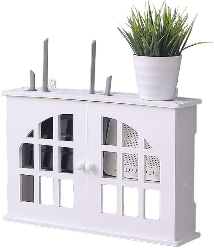 WiFi Router Modem Cable Power Plug Wire Storage Boxes Wall Mount Floating Shelf Multi-Function Storage Rack