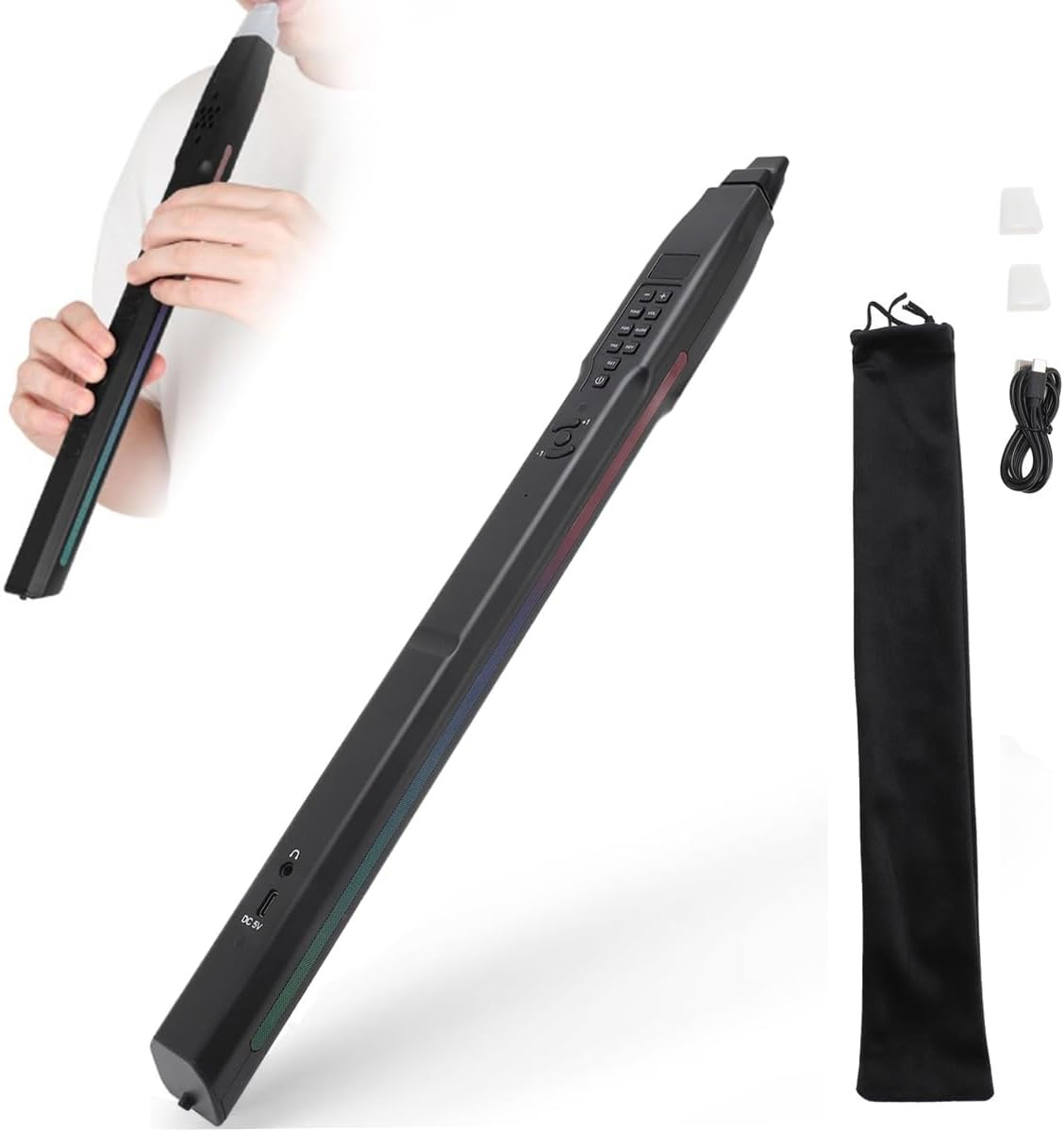 ciciglow S55 Digital Wind Instrument, Mini Electronic Wind Instrument Set with Removable Nozzle, Wireless/Wired MIDI Electronic Saxophone, 13 Tones, ciciglowwgtxhgkq3c