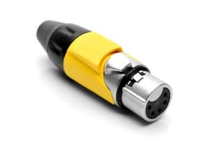 Amphenol, AX5F4M, 5 Pole Socket (Female) Plug. AX XLR Audio Cable Connector. Satin Nickel - w/Yellow Marking Sleeve (25 Items)