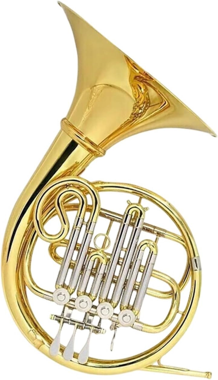 4 Key French Horn Adult French Horn Instrument In B Flat Tune Detachable Double Or Single Row(Single row)