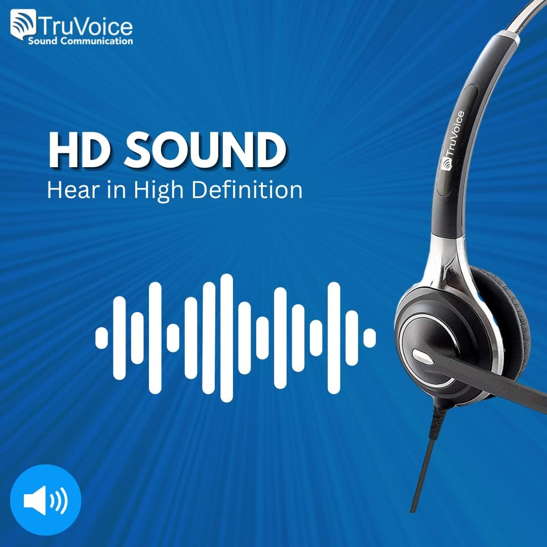 TruVoice HD-700 Premium Wired Headset with Ultra Noise Canceling Microphone & HD Speakers - Includes Amplified HIS-2 Adapter Cable Compatible with Avaya 16xx, 96xx and J Series Desk Phones