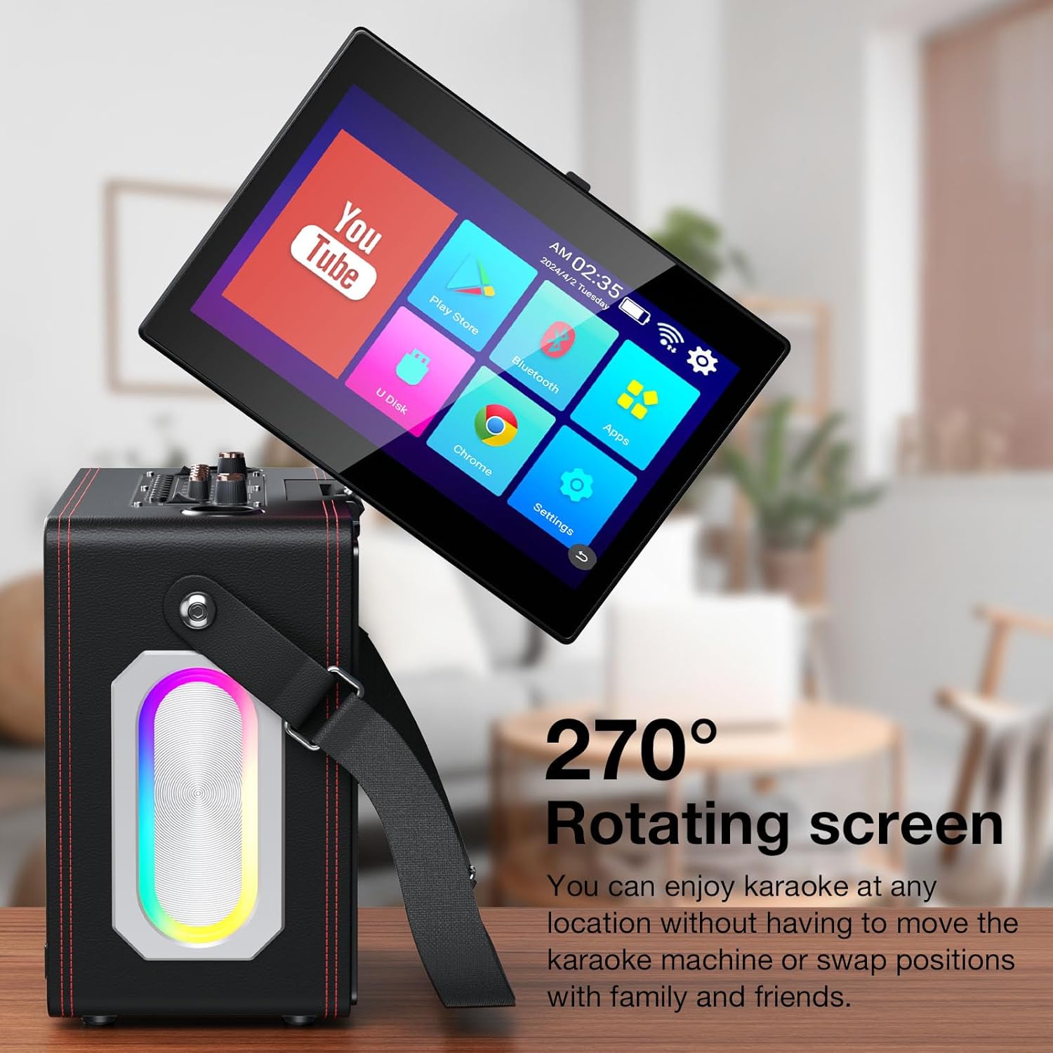 Karaoke Machine for Adults, Built-in 14 Inch Tablet with Lyrics Display, Portable Bluetooth Karaoke Speaker with 2 Wireless Microphones,800W Speaker, Connects to TV for Home Outdoor Party (Large)