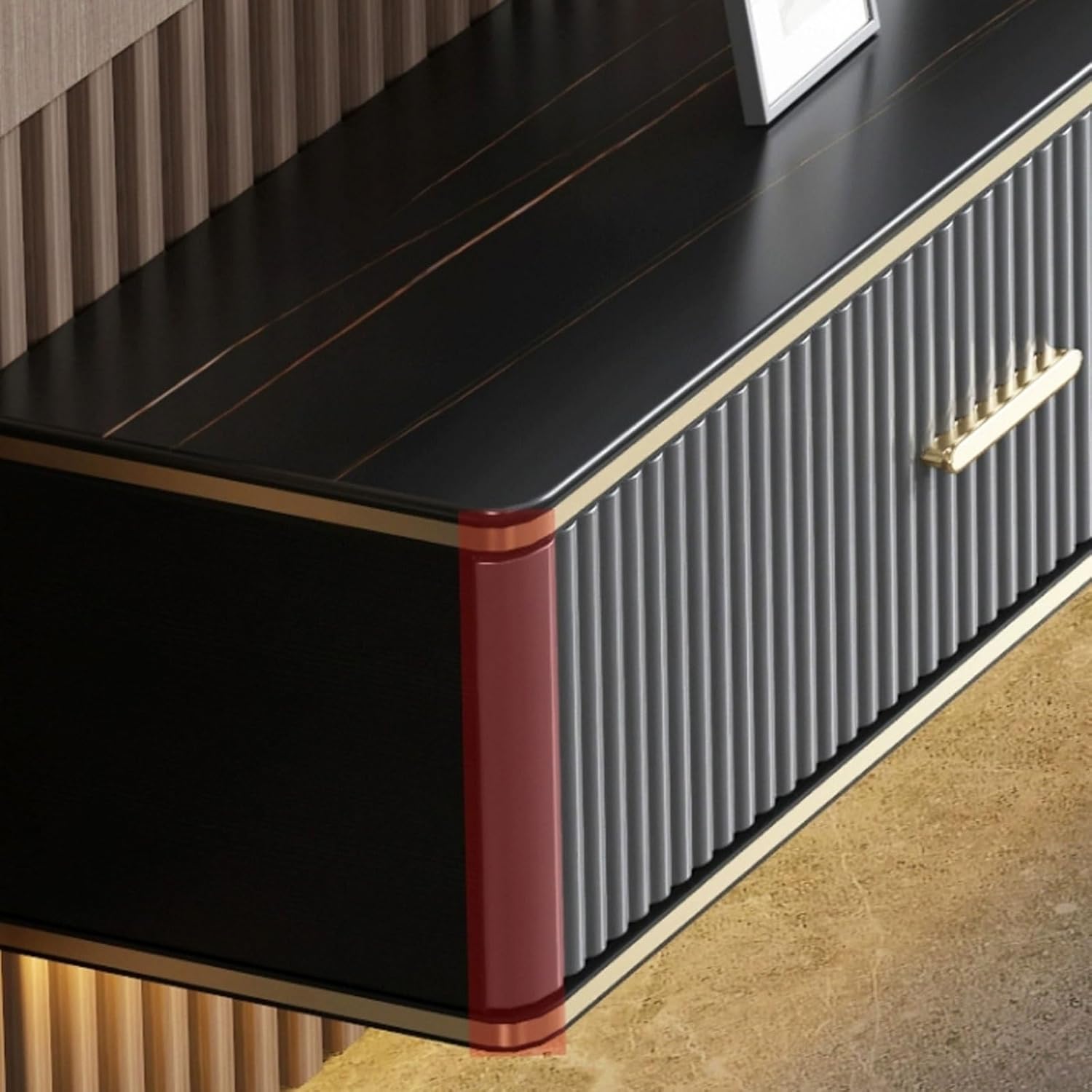 Console Floating TV Shelf for Under Wood Stand with Slate Tabletop Wall Mount Media Console with Storage Large Capacity Storage(Small)