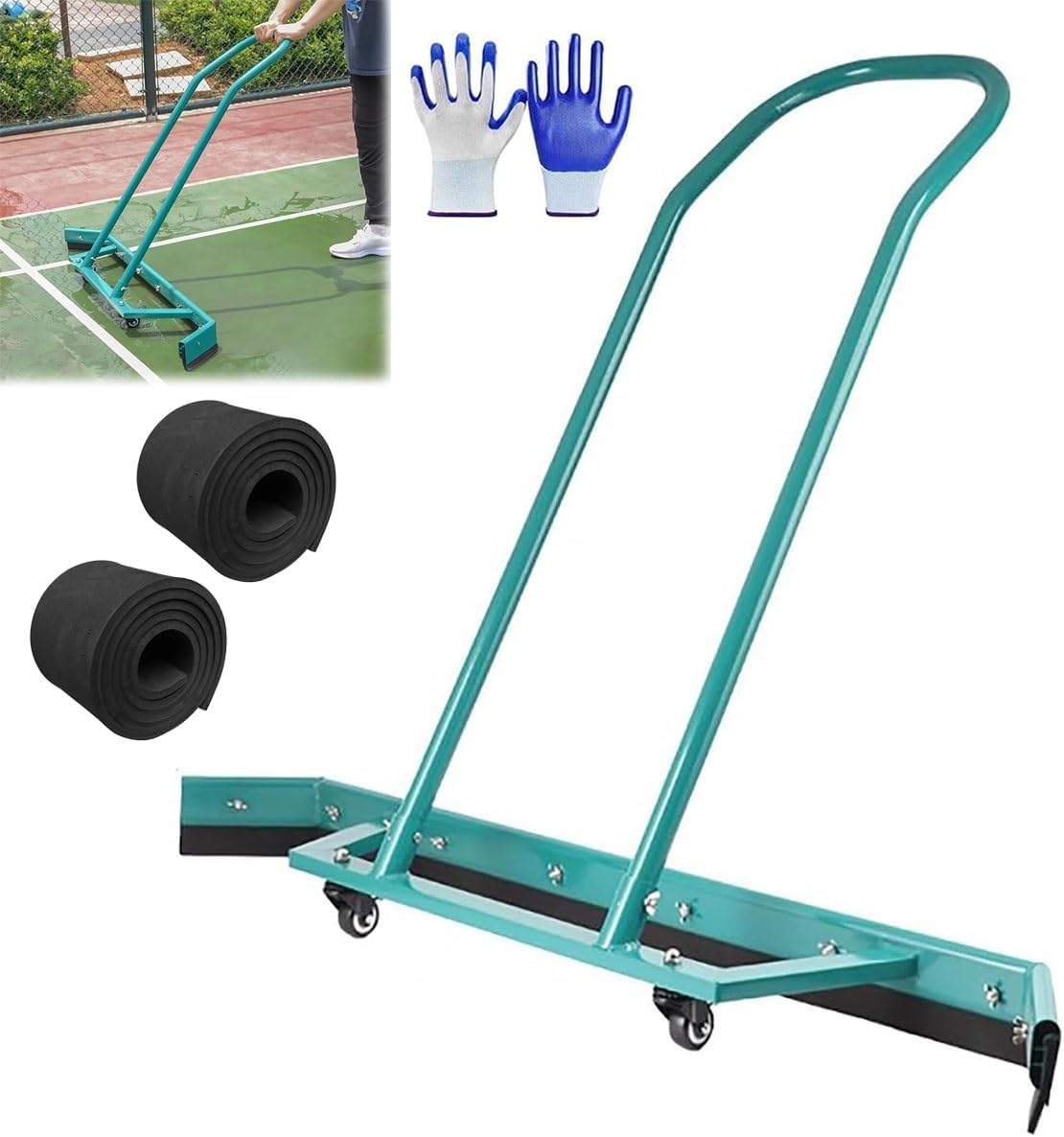 Commercial Large Floor Squeegee Heavy Duty 54 Inches, Professional Wiper Water Remover with 2 EVA Foam Blade, Concrete Floor/Deck/Garage/Tennis Court Squeegee Broom Outdoor