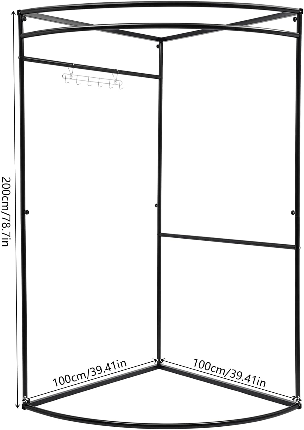 Clothing Store Fitting Room with Shading Curtain, C-Shaped Wall Corner Changing Room for Boutique Mall Office, Portable Temporary Mobile Privacy Protection Dressing Room Divider for Outdoor (Black)