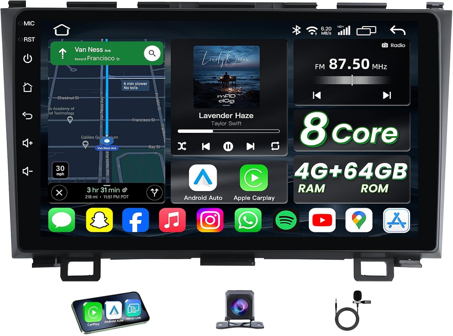 Upgrade 8 Core 4G+64G Car Radio Stereo for Honda CRV 2007-2011: Android 13 9