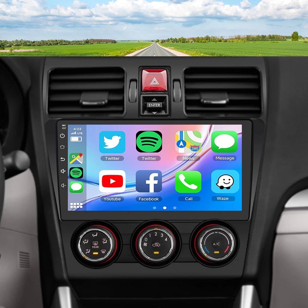 Car Stereo Radio Compatible for Subaru Impreza 2015 with Carplay Android Auto GPS Navigation 9in Touchscreen Car Radio Player with Bluetooth Wifi FM/RDS SWC Mirror Link Split Screen + Backup Camera