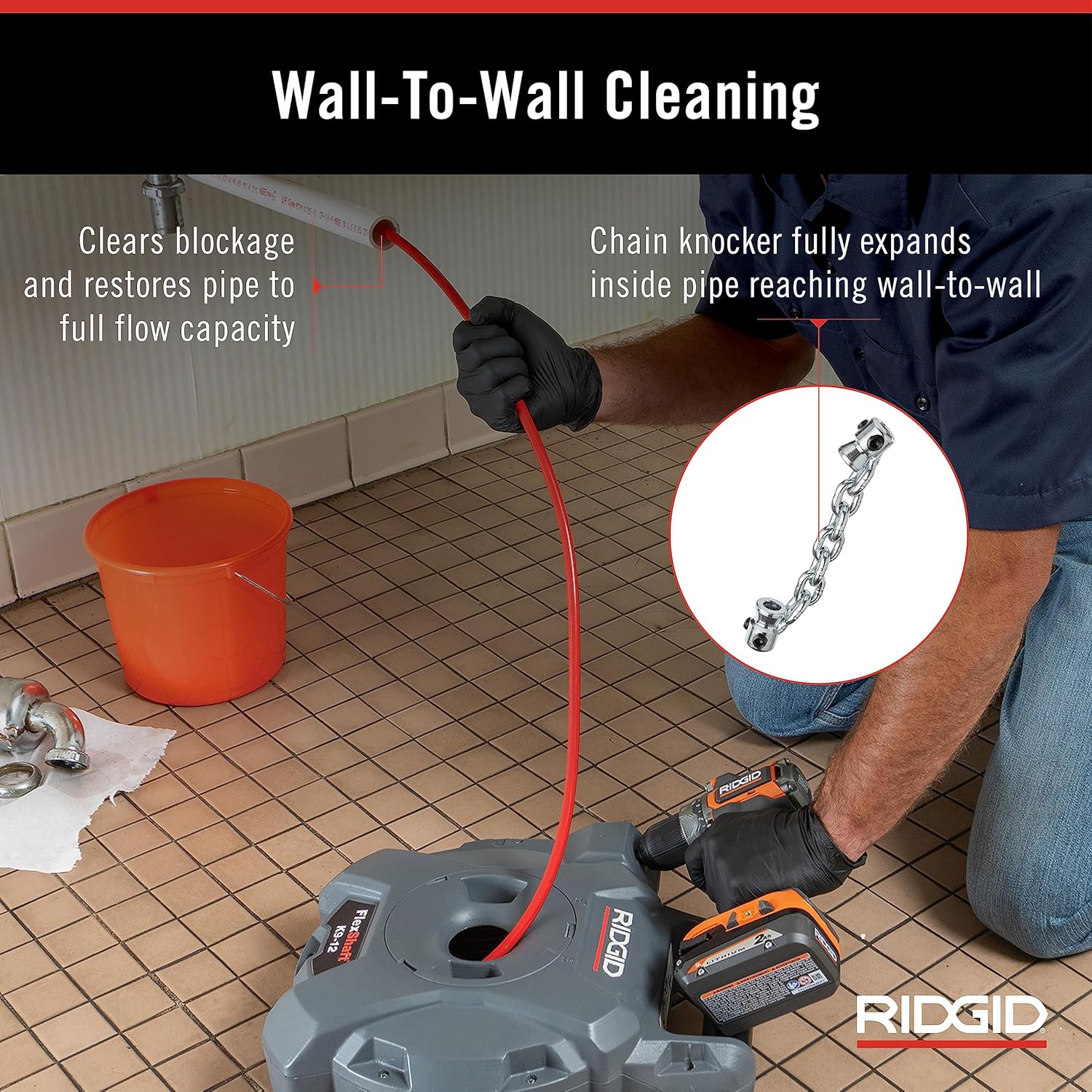 RIDGID 64273 Model K9-204 FlexShaft Drain Cleaning Machine Kit & K9-12 FlexShaft 1/4