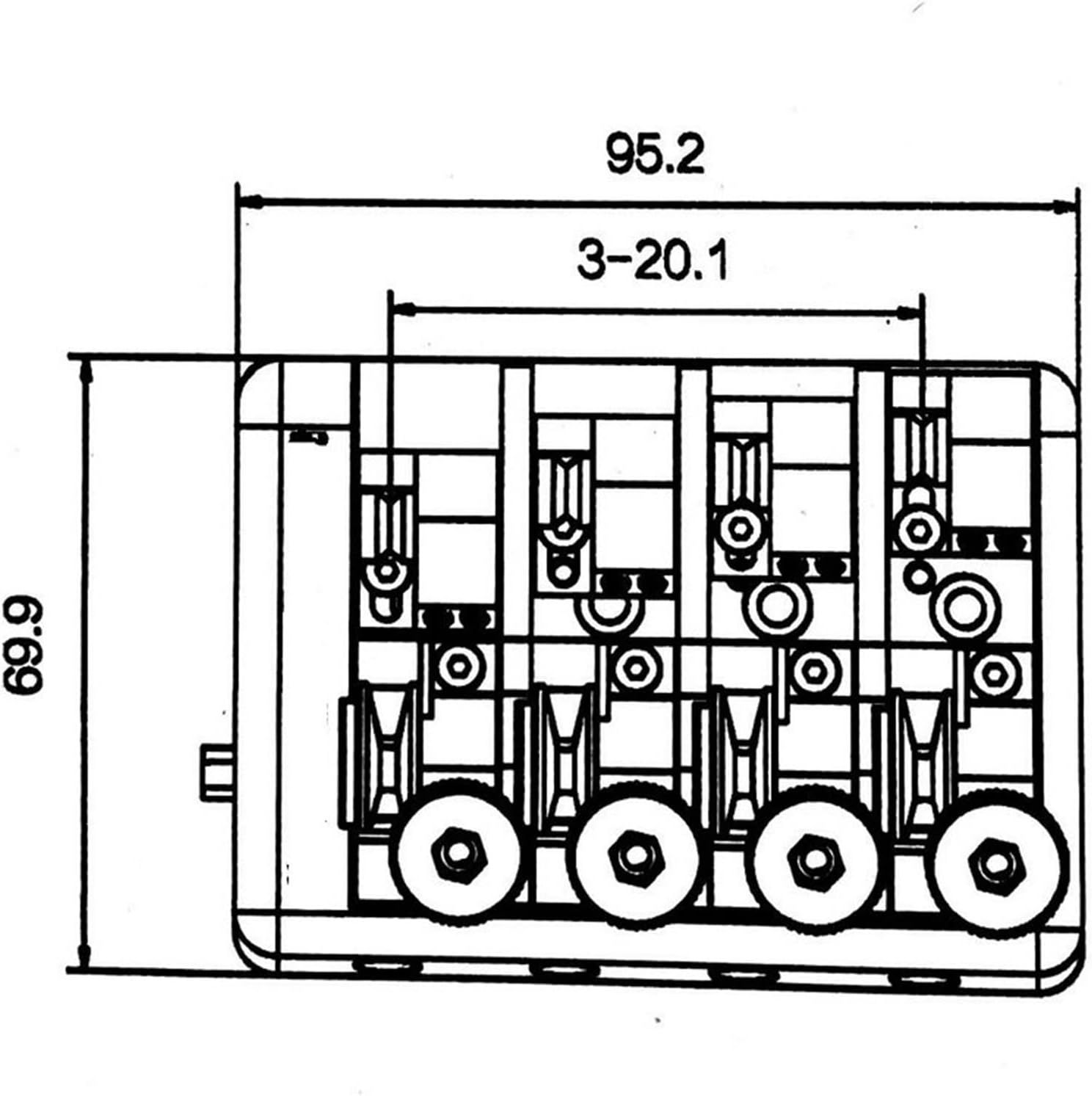 Guitar Bridge 4 String Headless Travel Bass Bridge Black Guitar Replacement Parts