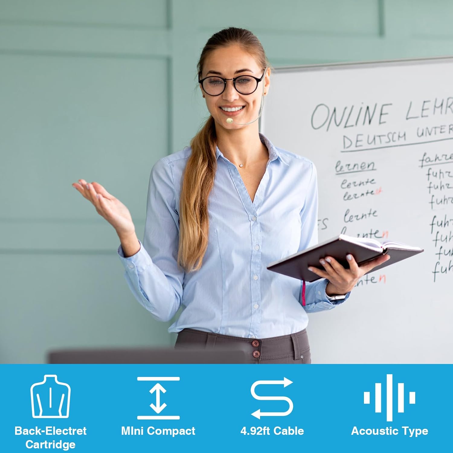 5 Pack Headset/Headworn Microphone Single Earhook Headset Microphone Mini XLR 4Pin TA4F Plug Hanging Condenser Omnidirectional Mic Compatible with Shure,1.5m Cable and Windscree