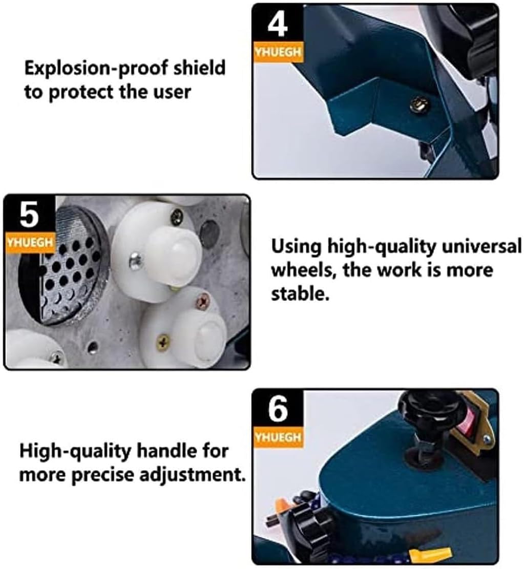 Portable Small Glass Edger, Electric Glass Edging Machine, DIY Diamond Glass Art Corner Grinding Edging Machine, Polish Edge Machine for Plane,Curve, Rounded Corner (Color : Blue)