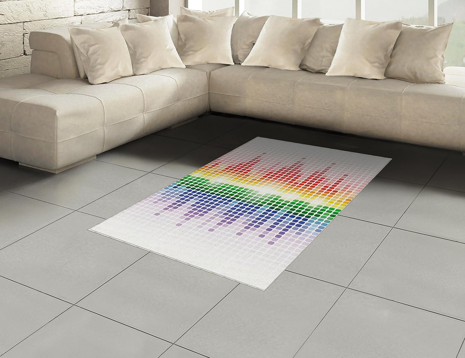 Ambesonne Music Area Rug, Rainbow Digital Style Equalizer Amplifier Recording Equipment Night Club Disco Theme, Flat Woven Accent Rug for Living Room Bedroom Dining Room, 4' X 5' 7