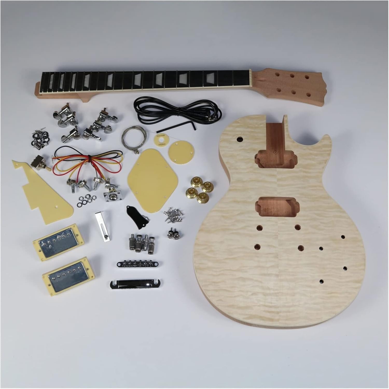 DIY Electric Guitar Kit DIY Guitar Mahogany Body and Neck Unfinished Electric Guitar Kit Complete Parts Kit