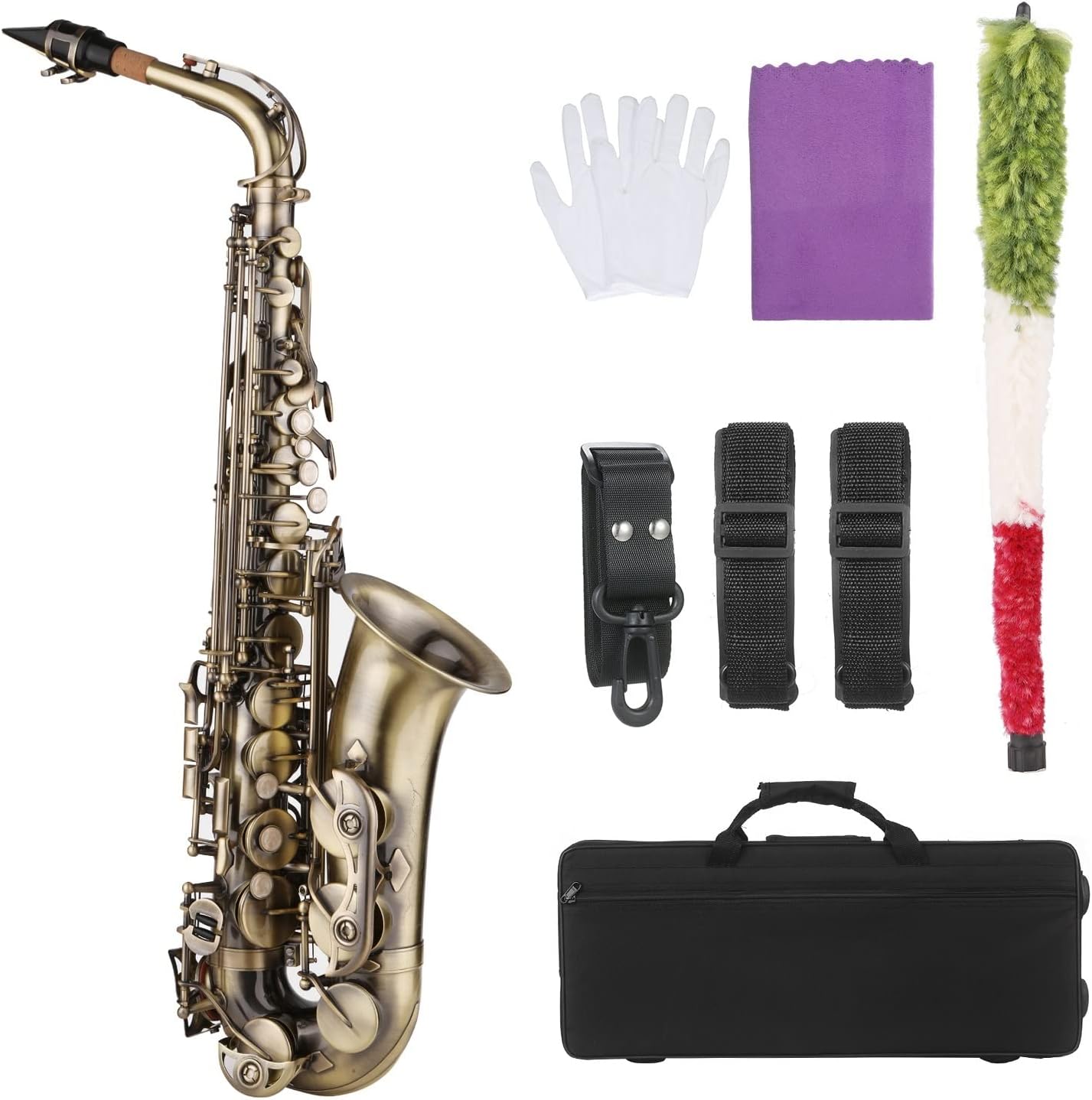TSTS E-Flat Alto Saxophone Brass Lacquered Gold EB Sax Woodwind Music Instruments with Case Brass Sax Full Kit