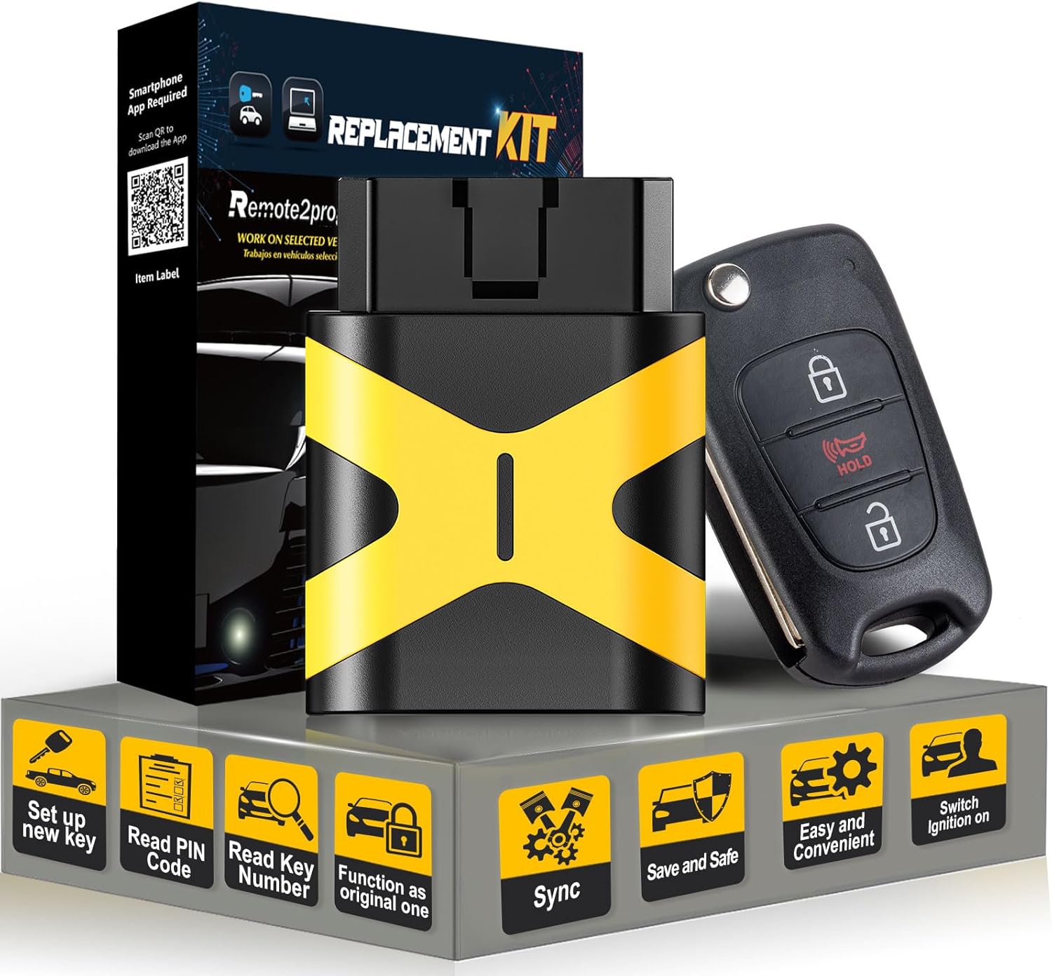 Key Fob Keyless Entry Remote Self Programmable 46 chip Car Key Replacement for 2010-2013 Kia Soul with FCC: NYOSEKSAM11ATX (3 BTN/Sharp Blade)