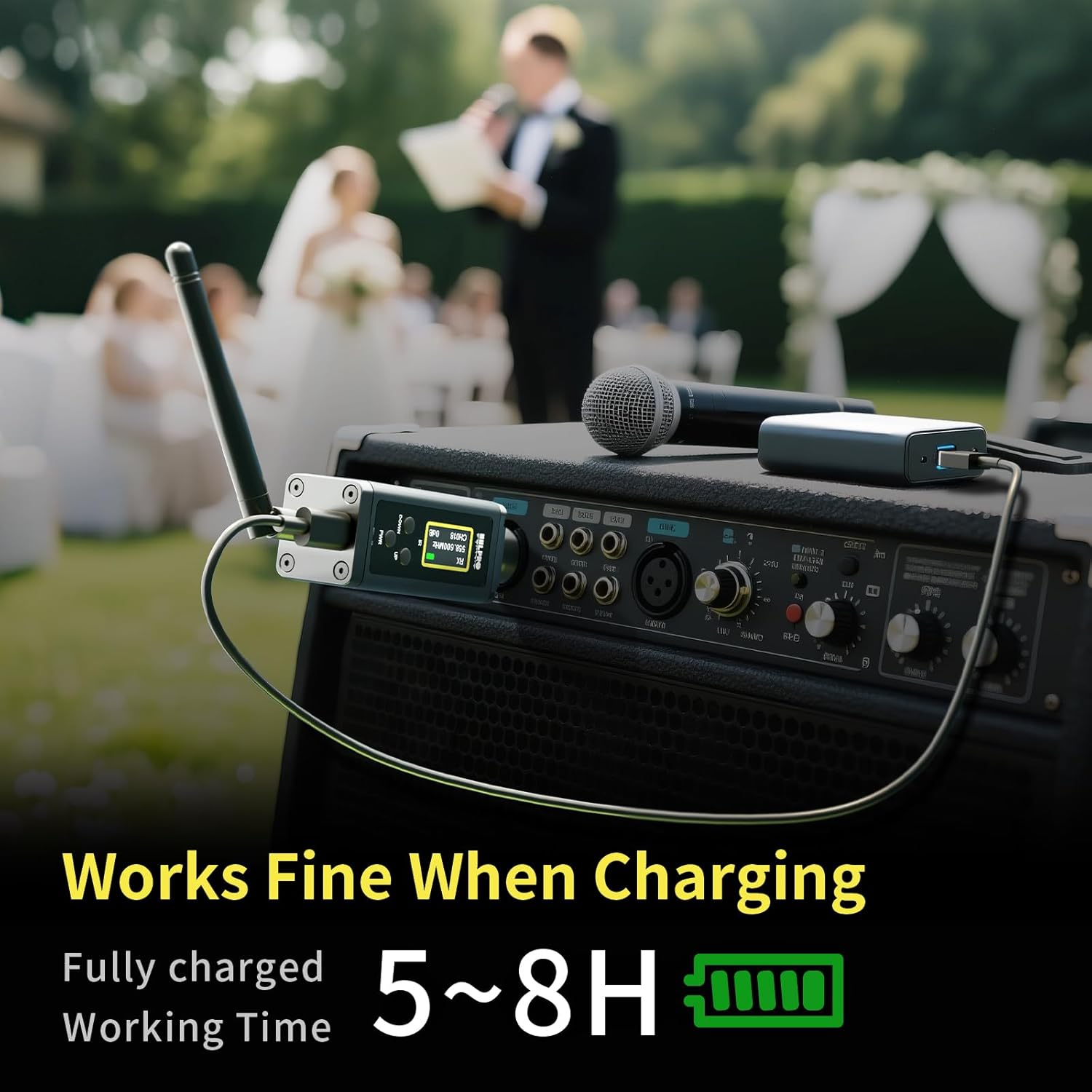 UHF Wireless XLR Transmitter and Receiver with Antenna, 200ft Range, Wireless Microphone Adapter for Dynamic & Condenser Mic, Auto Channel Scanning, Compatible with Audio Mixer, PA System, F20P