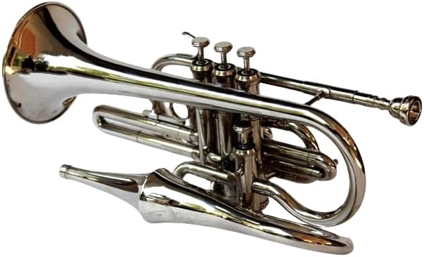 Cornet 4 Valve Echo Tuned With Hardcase Mouthpiece Instrument For Beginner Student Professional (SILVER)