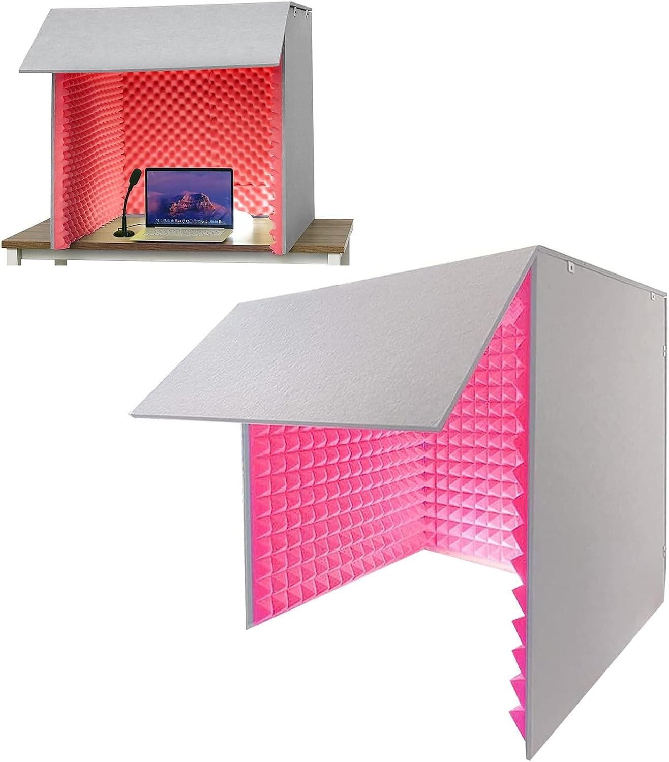 Tabletop Soundproofing Enclosure, Portable Soundproofing Room, for Practice Rooms, Grey (Red)