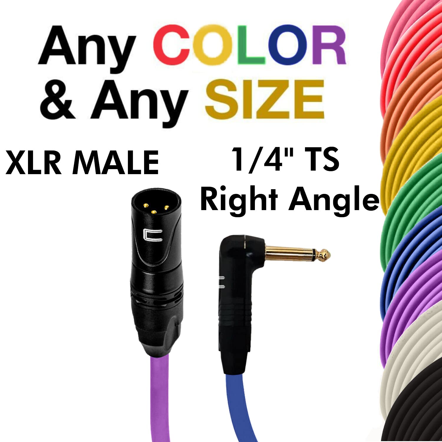 Unbalanced XLR Cable Male to Right Angle 1/4