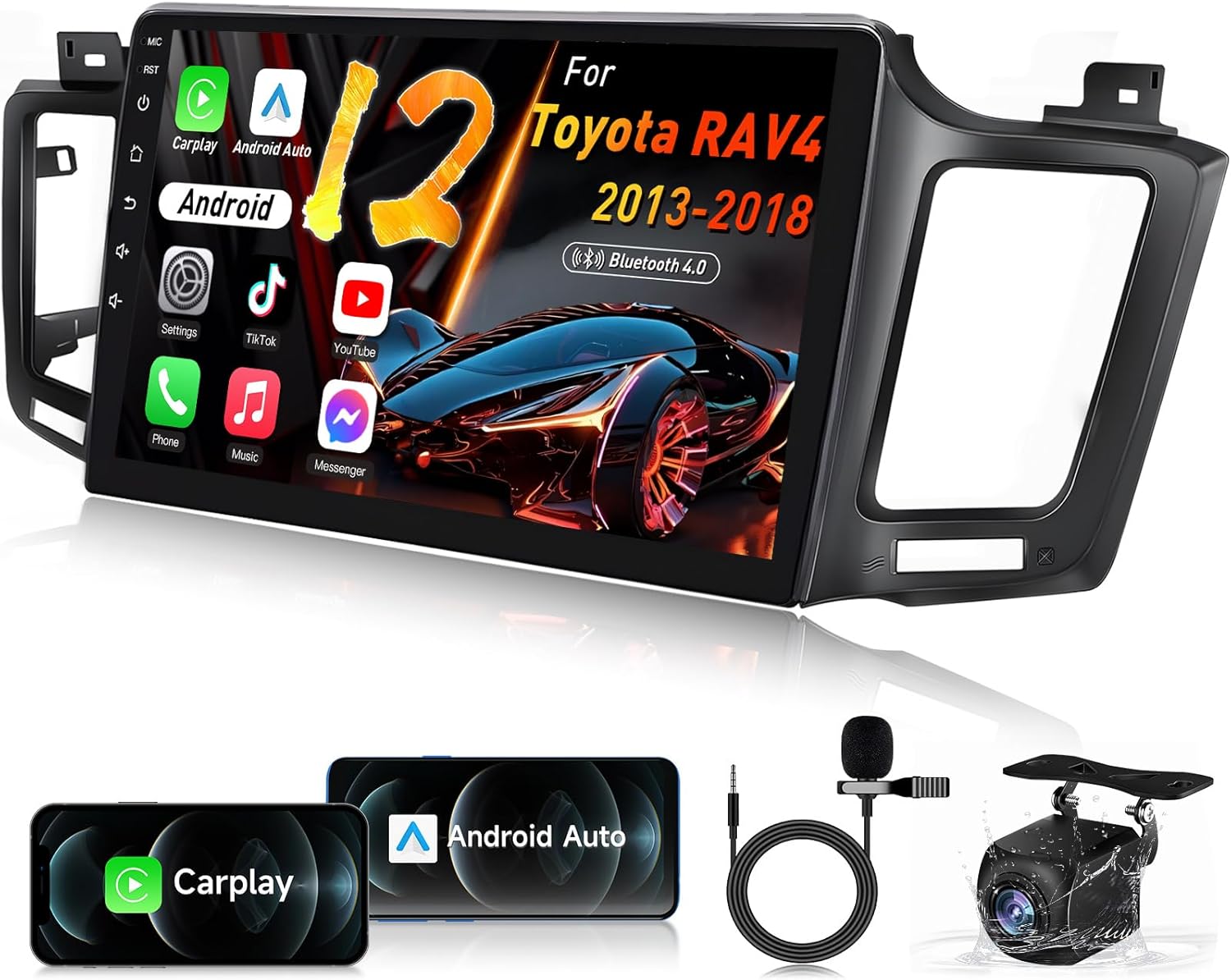 4Core 64G ROM Car Radio Stereo for Toyota Rav4 2013-2018: 5G-WiFi 10.1